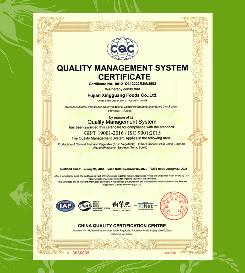 QUALITY MANAGEMENT SYSTEM CERTIFICATE